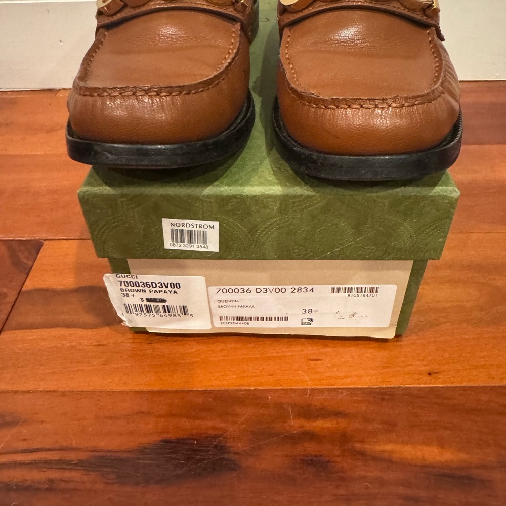 Women’s Papaya Brown Gucci Leather Loafers